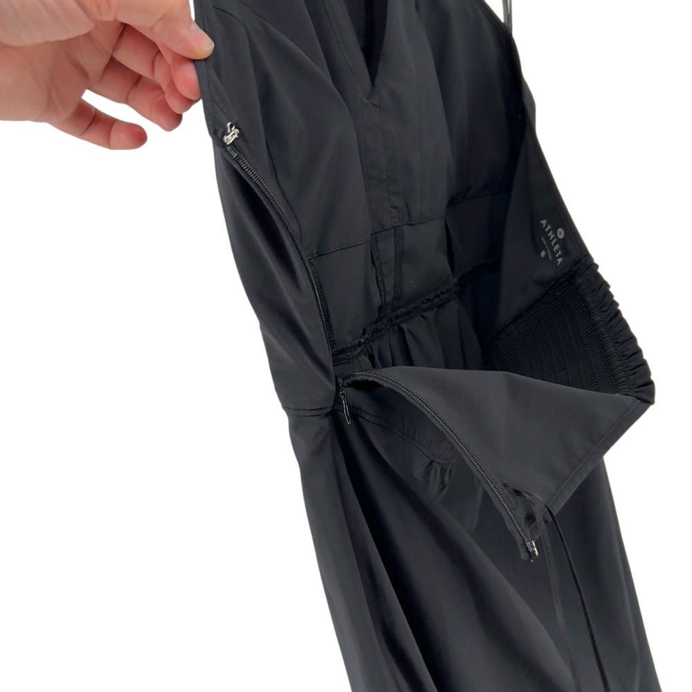 Athleta Go Anywhere Halter Dress Sz 8 Black Built In Bra  Featherweight Stretch - Picture 13 of 16
